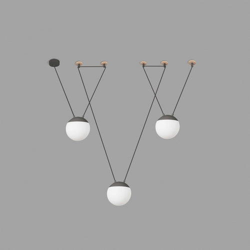 Faro Mine 28376-3L - 3-lichts hanglamp hout, donkergrijs, E27
