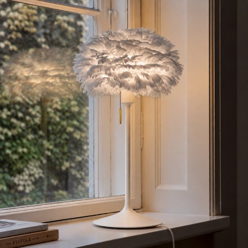 Umage Sante tafellamp white met usb en Eos mini light grey lampenkap