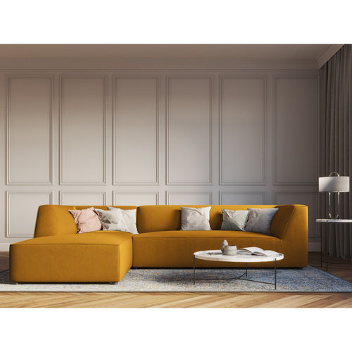 Cosmopolitan Design - Modulaire hoekbank links Siena 4-zits, ribfluwelen geel - 180x273x69cm
