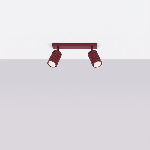 Sollux Lighting Plafondlamp KARBON 2 bordeaux - 30x6,5x16,5cm