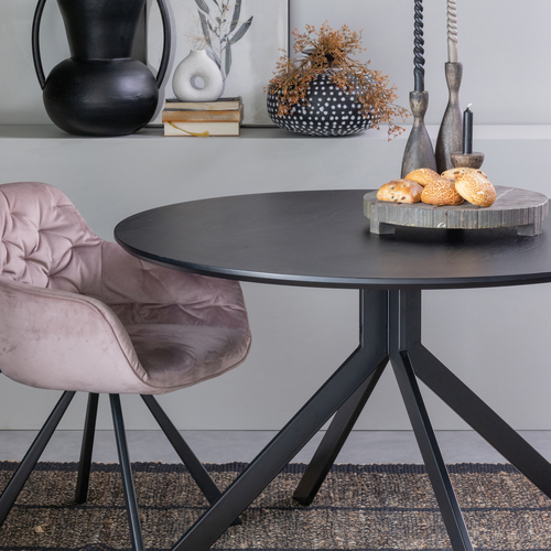 WOOOD eettafel rond Bruno - Mdf - Zwart - 75x120x120 - vtwonen shop