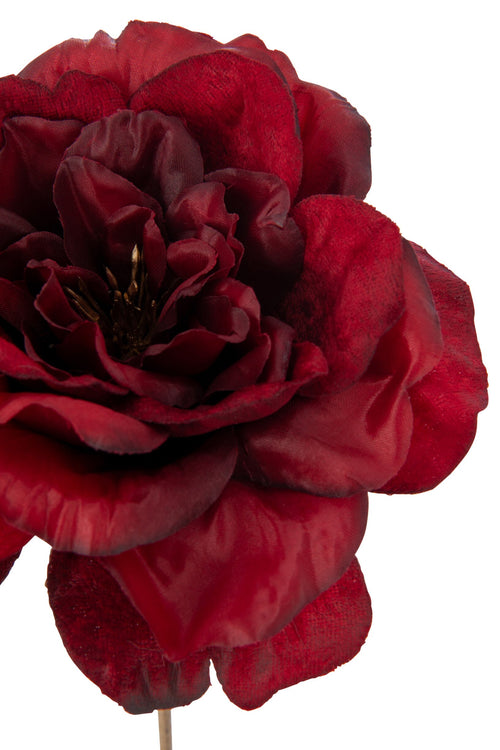 J-Line bloem Roos 1 Stengel - kunststof - rood/goud - large - 24 stuks