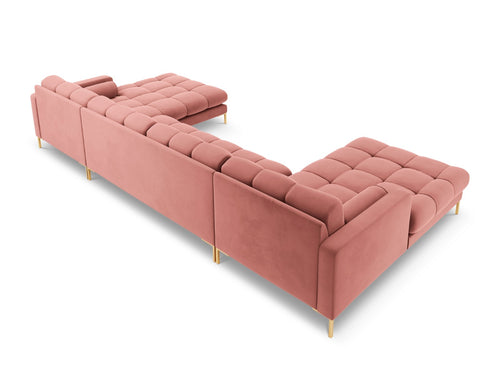 Cosmopolitan Design Panoramische bank Bali 7-zits, flueel, roze - 185x383x75cm