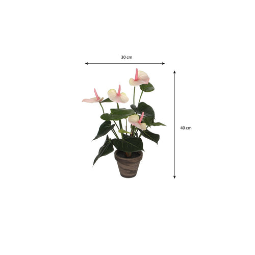 Mica Decorations Anthurium Kunstplant in Bloempot Stan - H40 x Ø30 cm - Lichtroze