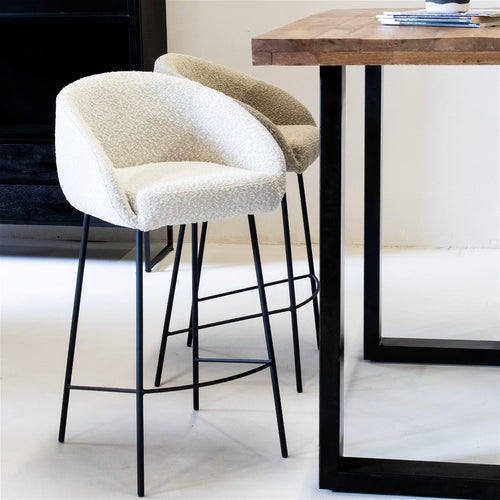 Giga Meubel Barstoel Lova - Stof/Metaal - Beige - Set van 2 - vtwonen shop