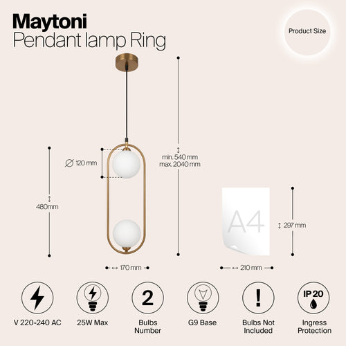 Maytoni - Hanglamp Ring - Messing - Ø12 - vtwonen shop