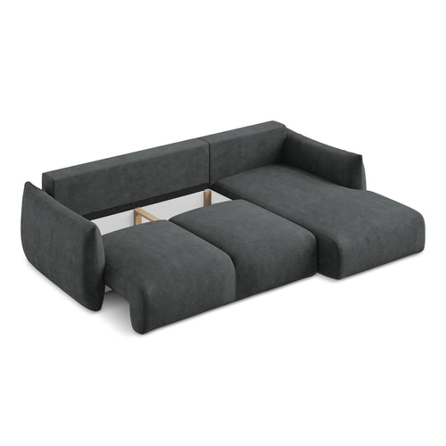 LaMiaSofa hoekbank rechts Savona - chenille stof - donkergrijs - 242x162x90