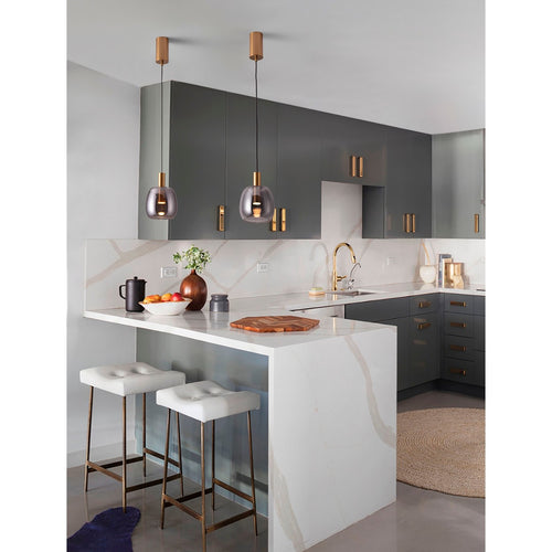 Nova Luce IMATIA Dome hanglamp voor plafond, rookkleurig messing goud, LED 7W 192lm 3000K