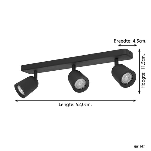 EGLO spot Camaldoli - gu10 - 52 cm - zwart