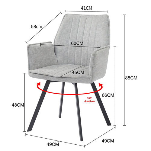 Livingfurn eetkamerstoel Louise Grey - stof - 1 stuk - vtwonen shop