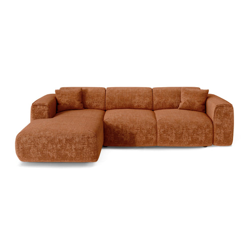 Sia Home - Hoekbanken YUMA - Fluweel met reliëf - Terracotta - 283cm - vtwonen shop