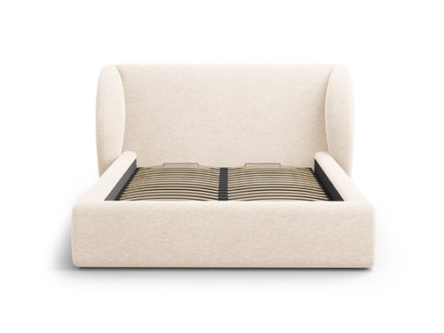 Micadoni Opbergbed met hoofdeinde Miley 140x200cm, chenille, lichtbeige - 230x187x100cm