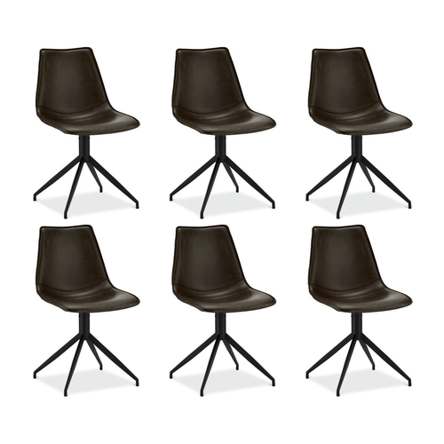 Furnhouse eetkamerstoel Isabel - Donkerbruin - Kunstleer - Set van 6