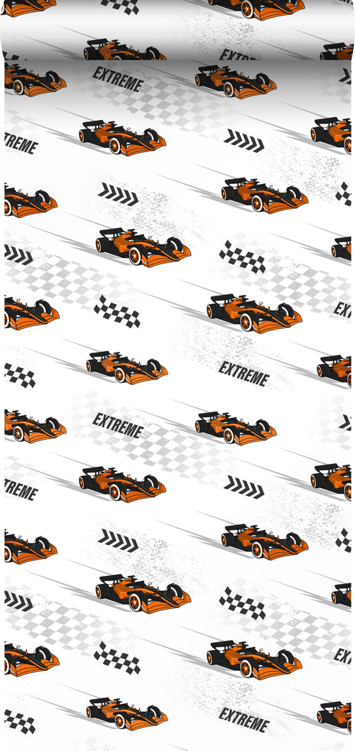 Sanders & Sanders behang race auto's oranje - 50 x 900 cm - 935358