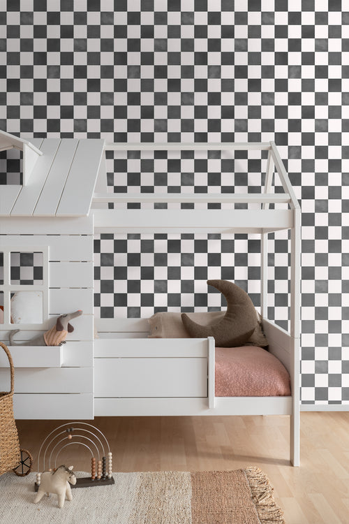 ESTAhome behang geblokt motief zwart wit - 53 cm x 10.05 m - 131285 - vtwonen shop