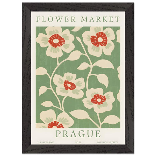 Artfulprints Poster met Lijst Flower market - Prague I   - A4 21x29.7 cm - Meerkleurig