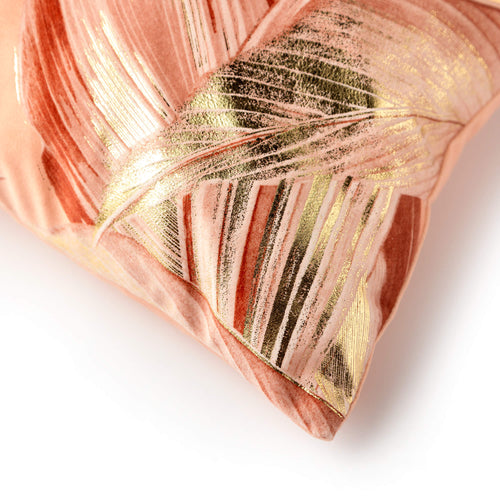 MAYSA - kussenhoes 45x45 cm - bladmotief - Peach Bloom - roze, goud, oranje