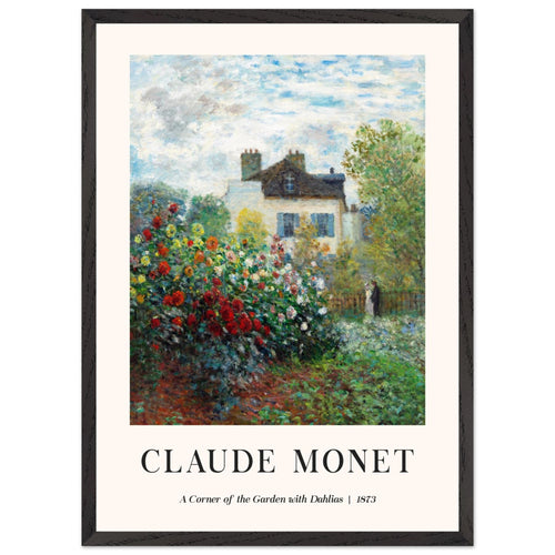 Artfulprints Poster met Lijst Claude Monet - A corner of the garden with dahlias   - 50x70 cm - Meerkleurig
