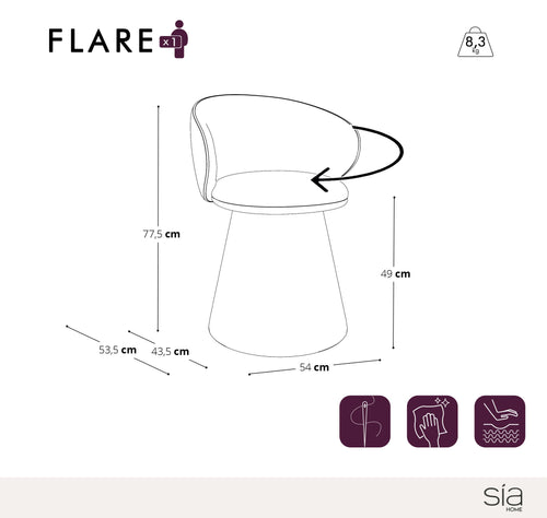 Sia Home - Eetkamerstoelen FLARE - Fluweel met structuur - Terracotta - 54cm - vtwonen shop