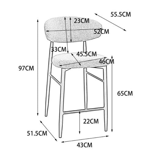 Giga Meubel Barstoel Alexia - Stof/Metaal - Beige - Set van 2 - vtwonen shop