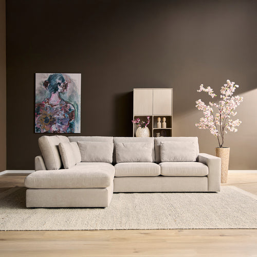 MySofa Hoekbank Jesse - Beige Stof Links - 271x222x92cm