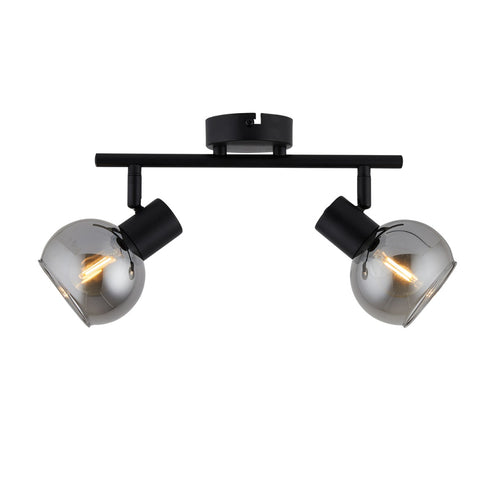 Lighto | Plafondspot zwart met smoke glas 2-lichts | Juna - vtwonen shop
