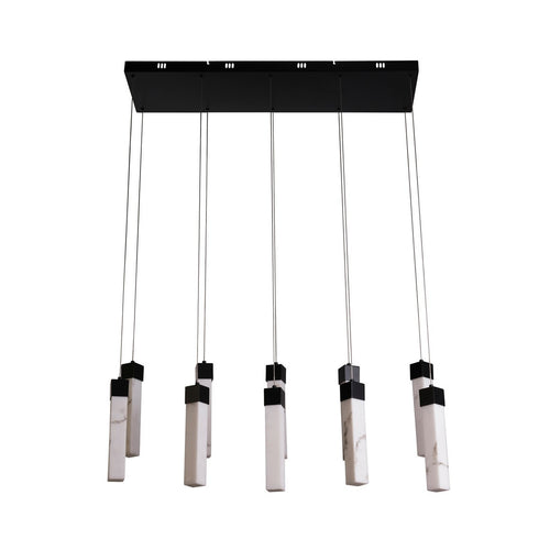 Searchlight Moonbeam 10-lichts plafondlamp, zwart metaal en gemarmerd hars