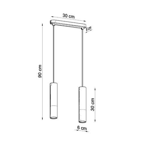 Sollux Lighting Hanglamp PABLO 2 zwart - 30x6x90cm