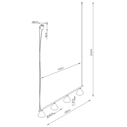 Sollux Lighting Kroonluchter NOX 4L rood - 122x14x215cm