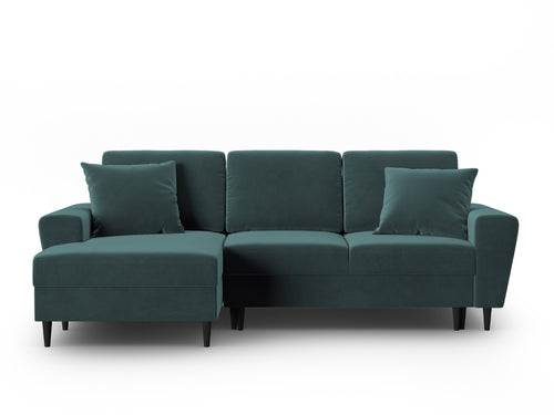 Cosmopolitan Design Uitklapbare hoekbank links met opbergdoos Kyoto 4-zits, flueel olie - 145x241x88cm