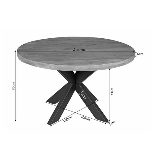 Starfurn Eettafel Dakota - Rond Naturel Hout - Ø140x76cm