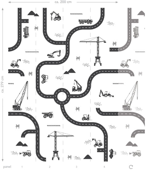 ESTAhome fotobehang voertuigen zwart wit - 200 x 279 cm - 159057 - vtwonen shop