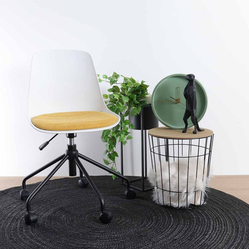 Nolon Nout-Liv Bureaustoel Wit - Okergeel Kussen - Zwart Onderstel