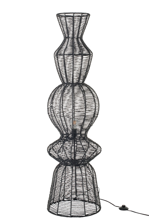 J-Line vloerlamp Touw - metaal - zwart