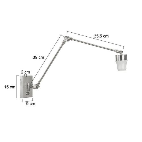 Steinhauer wandlamp prestige - 1 lichts - 80x 45 cm - mat chroom
