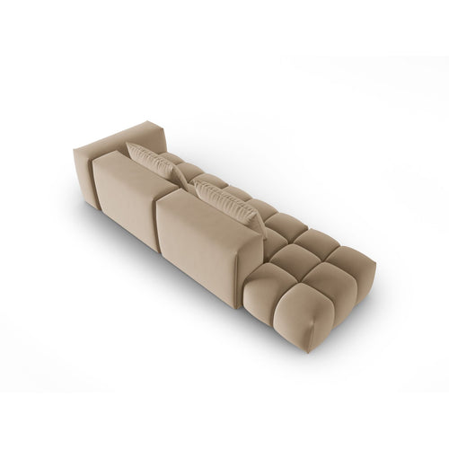 Cosmopolitan Design - Linker modulaire bank Verona 4-zits, flueel zand - 85x265x70cm
