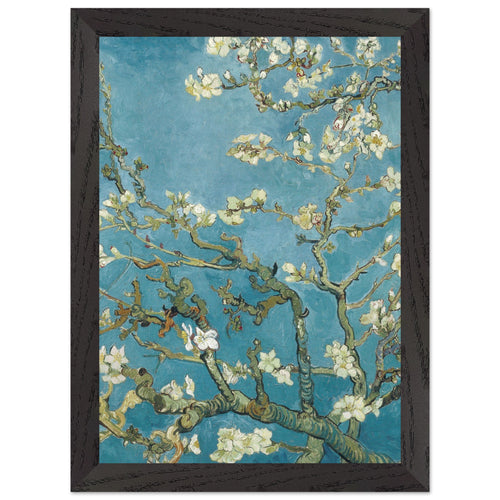 Artfulprints Poster met Lijst Vincent van Gogh - Amandelbloesem   - A4 21x29.7 cm - Blauw