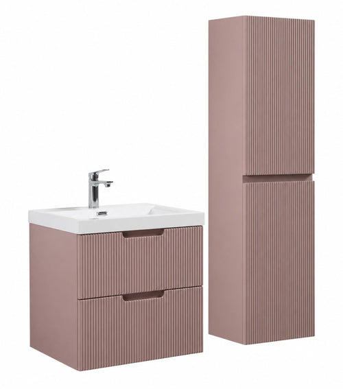 Badplaats Badkamermeubel Thermis 60 cm – Mat Roze – Badmeubel met Kolomkast