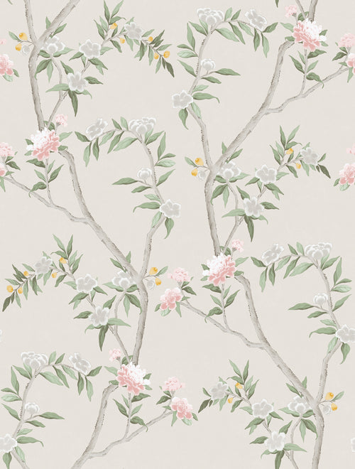 Sanders & Sanders behang bloemen warm grijs en vergrijsd groen - 53 cm x 10 m - 640166