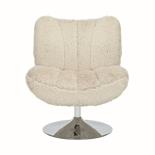 DÉJA Living Draaifauteuil Morten - Taupe Fluffy/Chrome - 70x78x82cm - vtwonen shop