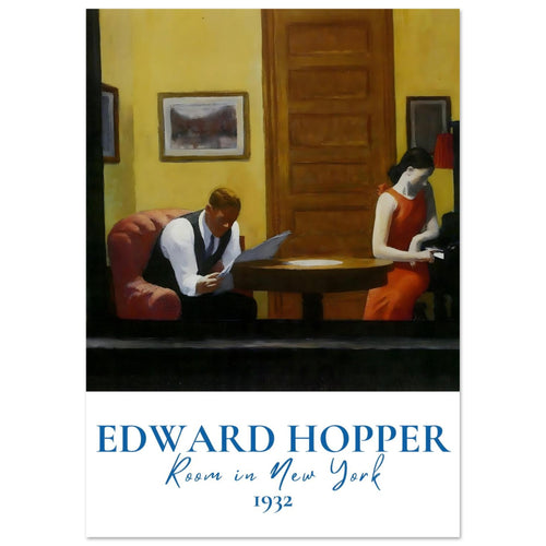 Artfulprints  Edward Hopper - Room in New York   poster A4 21x29.7 cm - vtwonen shop
