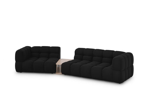 Cosmopolitan Design linker modulaire bank Sky 3-zits, flueel, zwart - 148x353x70cm
