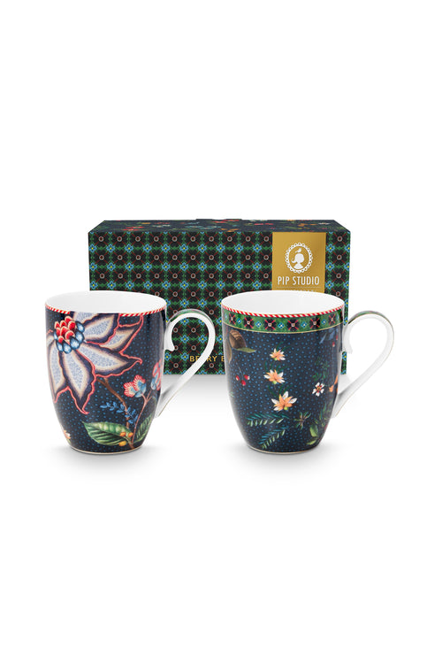 Pip Studio - Berry Blues - Set van 2 Mokken Large - Koffiekopjes - 365ml