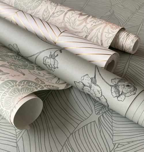 ESTAhome behang bloemen en vogels in art nouveau stijl wit 53 cm x 10.05 m 139294