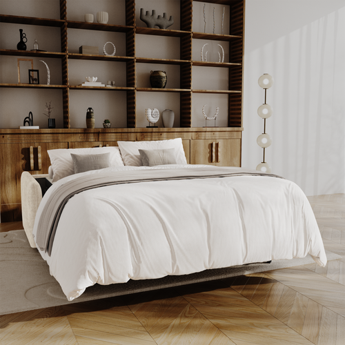 Premium Interiors - Express-slaapbank AVA - gewaafd fluweel crème 178cm