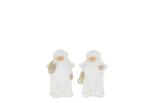 J-Line figuur Kerstman Boom + Tas - polyresin - wit/goud - small - 2 stuks - vtwonen shop