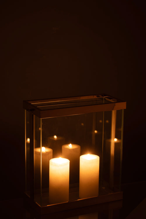J-Line lantaarn Rechthoekig Enma - ijzr/glas - goud - small
