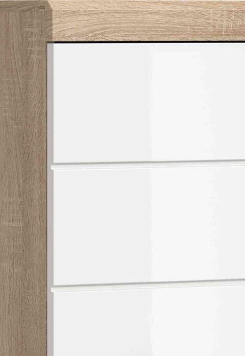 Furnilux Badkamercombinatie Lambada Met Hoge Kast Eik/Wit Hoogglans 186 Cm 4-Delig