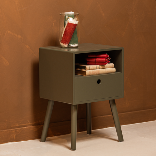 WOOOD nachtkastje Ozzy - Hout - Warm - Groen - 53x36x30