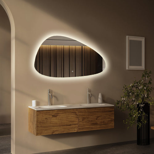 LOMAZOO badkamerspiegel Sevilla - met LED verlichting & spiegelverwarming - asymmetrisch - 120 x 75 cm